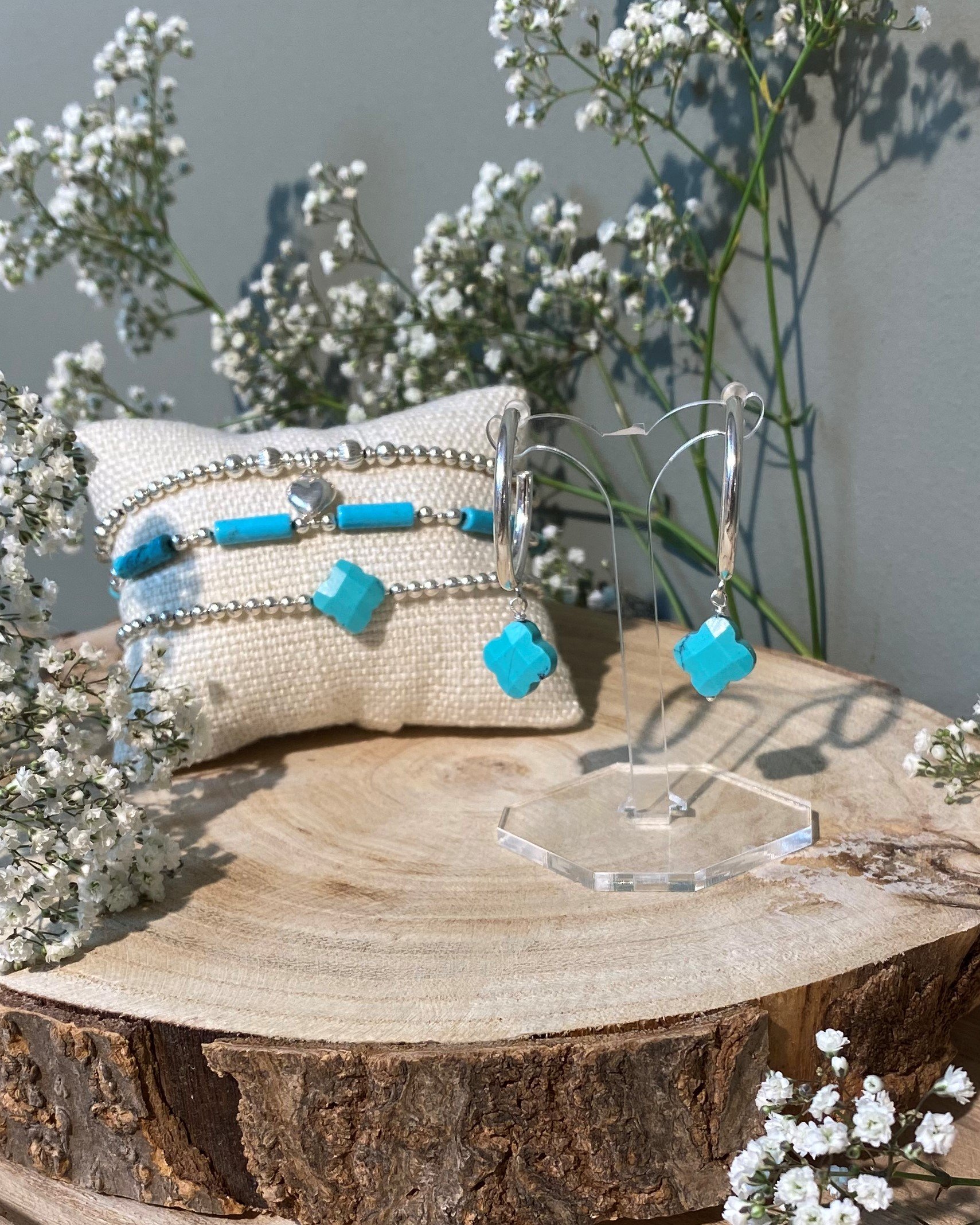 Earrings Turquoise Clover - Afbeelding 3