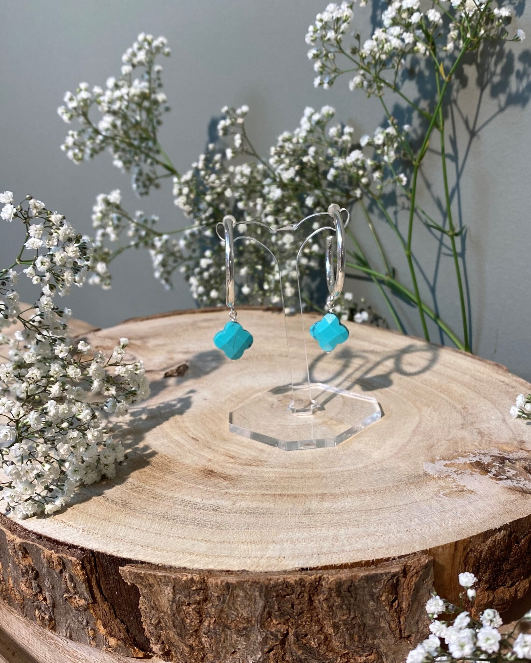 Earrings Turquoise Clover - Afbeelding 2