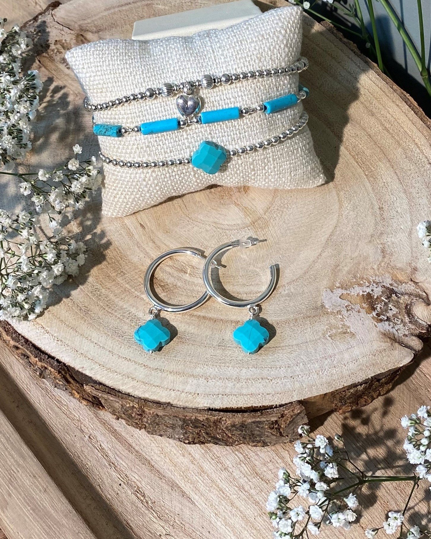 Earrings Turquoise Clover